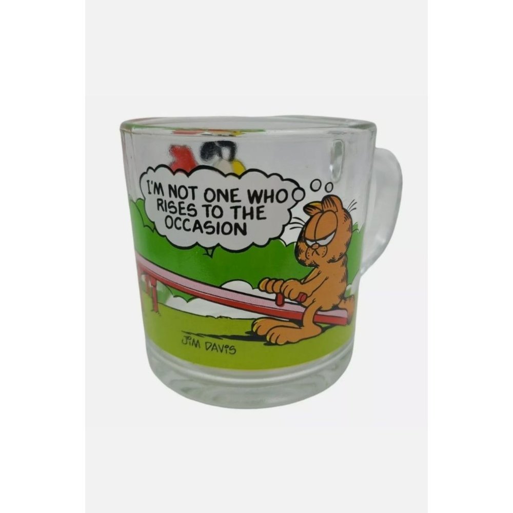 McDonald's Garfield & Friends Coffee Mug Clear Glass Cup Jim Davis 1980 Vintage